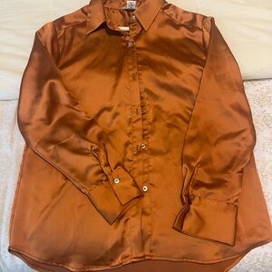 Rachel Zoe Women's Satin Copper Button Down Shirt